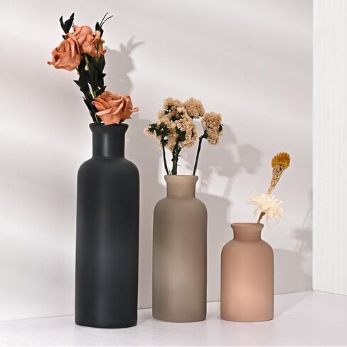 مجموعة مزهرية سيراميك مكونة من 3 قطع، مزهرية مزرعة حديثة، مزهرية زهور صغيرة محايدة للطاولة وغرفة المعيشة والرف ورف الكتب وديكور المدخل (متعدد الألوان-3 قطع طراز B) in Kuwait