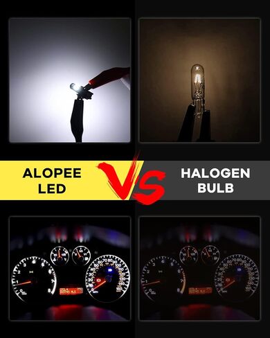مصابيح Alopee T5 LED بيضاء 12 فولت 2721 2723 بديلة - مصابيح لوحة القيادة فائقة السطوع لمجموعة أدوات السيارة، أضواء الباب، متوافقة مع نماذج 73 74 37 (عبوة من 10) in Kuwait