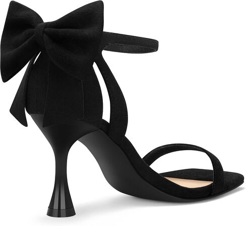 Carcuume Women's Square Toe Heels Bow Tie Ankle Strap Heel Sandals Open Toe Wedding Shoes in Kuwait