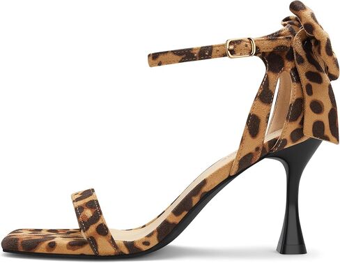 Carcuume Women's Square Toe Heels Bow Tie Ankle Strap Heel Sandals Open Toe Wedding Shoes in Kuwait