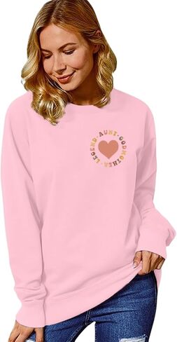 Auntie Sweatshirt for Women Godmother Bestie Long Sleeve Godmama Shirts Aunt Top Casual Loose Outfits in Saudi Arabia