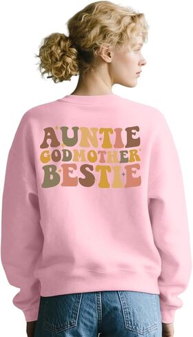 Auntie Sweatshirt for Women Godmother Bestie Long Sleeve Godmama Shirts Aunt Top Casual Loose Outfits in Saudi Arabia