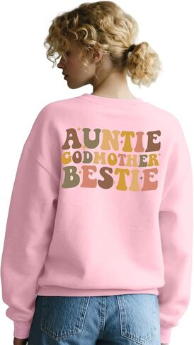 Auntie Sweatshirt for Women Godmother Bestie Long Sleeve Godmama Shirts Aunt Top Casual Loose Outfits in Saudi Arabia