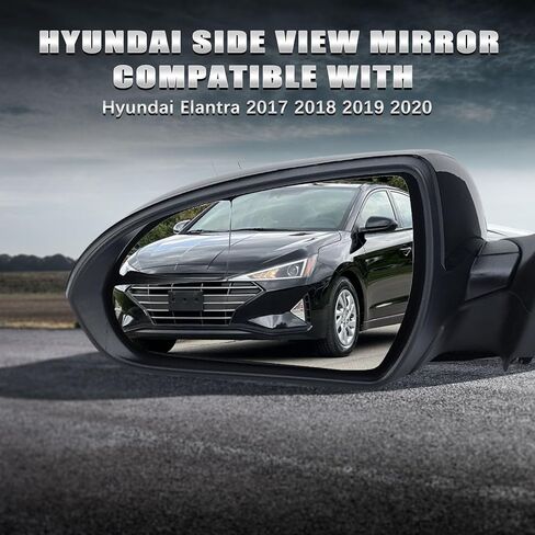 مجموعة مرآة جانبية للركاب الأيمن متوافقة مع 2017 2018 2019 2020 Hyundai Elantra مع زجاج تعديل الطاقة والطي اليدوي يستبدل OEM HY1321224 87620F3050 (3 دبابيس) in Kuwait