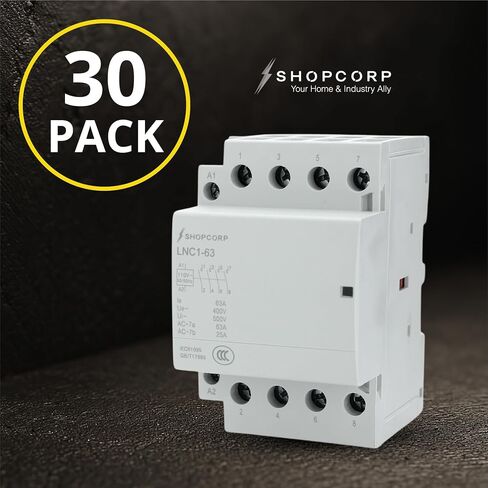 4 Pole Contactor 120v Coil Normally Open (NO) 60 amp IEC 400V AC Contactor - 110/120VAC Coil, 40a contactor Motor Load and Lighting Load 60A, Silent Operation with Mounting Base for DIN Rail in Kuwait