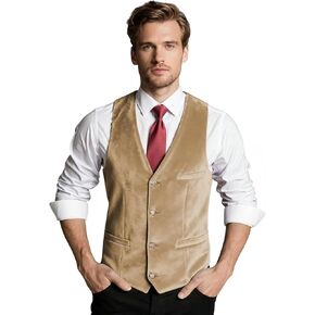 Wehilion الرجال البدلة سترة سليم صالح اللباس البدلة سترة المخملية صدرية كامل الظهر الخامس الرقبة-bk XXXL الأسود in Kuwait