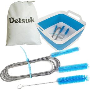 CPAP Hose Cleaning Brush Kit with Collapsible Basin – Dual-Ended 7ft Tube Brush & Small Cleaner, Anti-Slip Wash Tub with Drain Plug & Handles, Fits 15mm & 22mm Tube Cleaning in Saudi Arabia