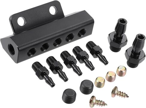 Universal Vacuum Manifold Kit 1/8" Ports 1/2" Interfaces Block Intake Manifold for Car Fuel Gas Wastegate Turbo Boost Replace Parts Vehicle Components in Saudi Arabia