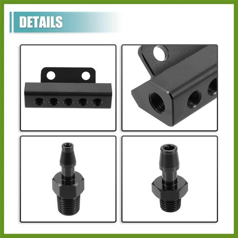 Universal Vacuum Manifold Kit 1/8" Ports 1/2" Interfaces Block Intake Manifold for Car Fuel Gas Wastegate Turbo Boost Replace Parts Vehicle Components in Saudi Arabia