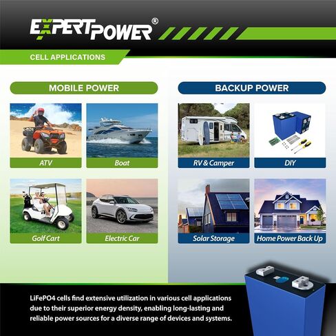 ExpertPower 16 Pack 3.2V 304Ah LiFePO4 Lithium Battery Cell | UL2580 A+ Grade 4000-7000 Cycles & 10-Year LifeSpan | Deep Cycle Rechargeable & EV Grade | Home, Cabin, Off-Grid, Solar, Golf Cart, ATV in Saudi Arabia
