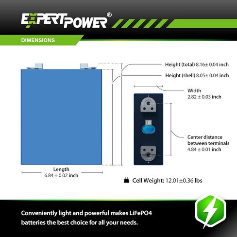 ExpertPower 16 Pack 3.2V 304Ah LiFePO4 Lithium Battery Cell | UL2580 A+ Grade 4000-7000 Cycles & 10-Year LifeSpan | Deep Cycle Rechargeable & EV Grade | Home, Cabin, Off-Grid, Solar, Golf Cart, ATV in Saudi Arabia
