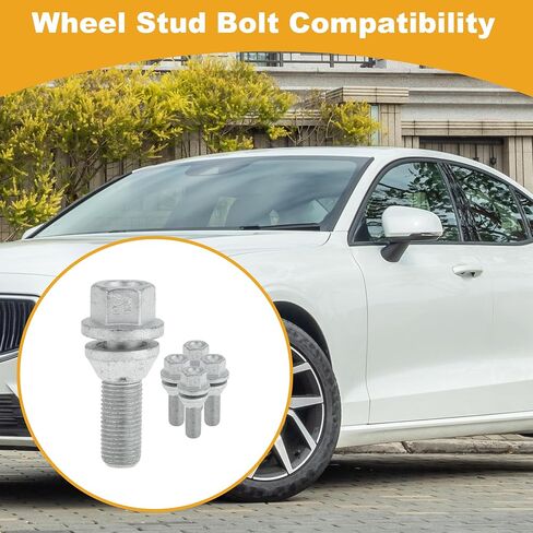 5 Pcs M14x1.5 Wheel Lug Stud for Volvo S60 2001-2020 Front Rear Wheel Stud Bolt Set No.31423735 Alloy Steel Silver Tone in Saudi Arabia