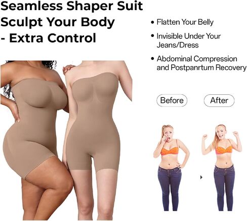 Strapless shapewear for women tummy control - Black Shapewear Bodysuit for women with Removable Straps in Saudi Arabia