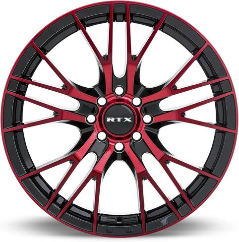 RTX VERTEX Custom Wheel - 20x8.5, 38 Offset, 5x114.3 Bolt Pattern, 73.1mm Hub - Black with Machined Red Face Rim in Saudi Arabia