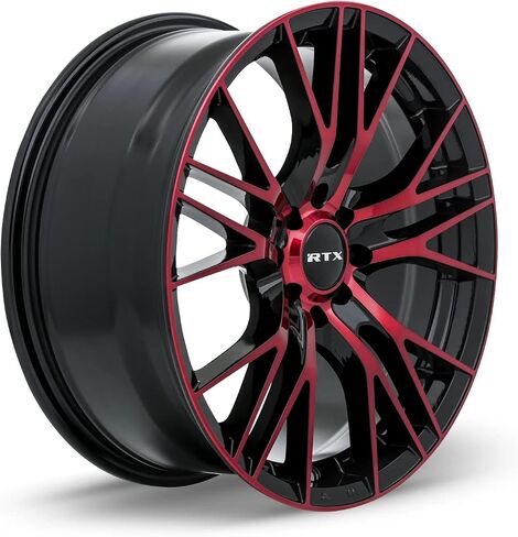 RTX VERTEX Custom Wheel - 20x8.5, 38 Offset, 5x114.3 Bolt Pattern, 73.1mm Hub - Black with Machined Red Face Rim in Saudi Arabia