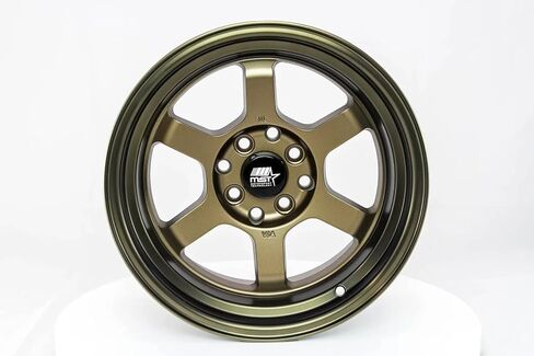 MST Time Attack 15x8 Wheels - Dual Bolt Pattern 4X100 & 4X114.3 ET0 (Matte Bronze with a Bronze Machined Lip) – Must-Have Car Accessories (4 Units) in Kuwait