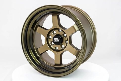 MST Time Attack 15x8 Wheels - Dual Bolt Pattern 4X100 & 4X114.3 ET0 (Matte Bronze with a Bronze Machined Lip) – Must-Have Car Accessories (4 Units) in Kuwait