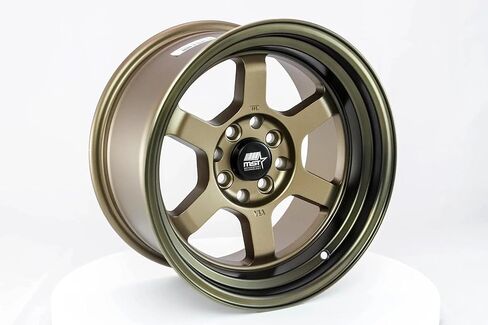 MST Time Attack 15x8 Wheels - Dual Bolt Pattern 4X100 & 4X114.3 ET0 (Matte Bronze with a Bronze Machined Lip) – Must-Have Car Accessories (4 Units) in Kuwait