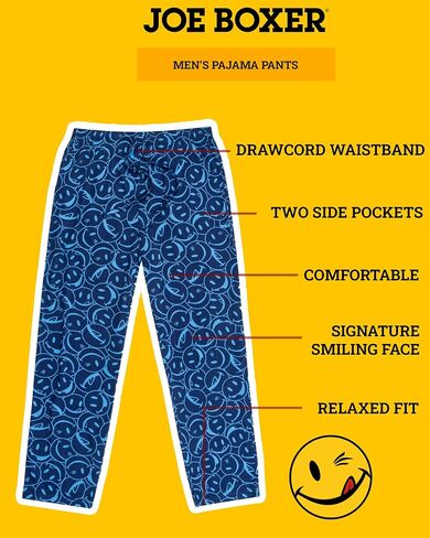 سروال بيجامة رجالي من JOE BOXER، سروال نوم رجالي مطبوع عليه جيرسي لذيذ مع جيوب، قيعان PJ ناعمة in Kuwait