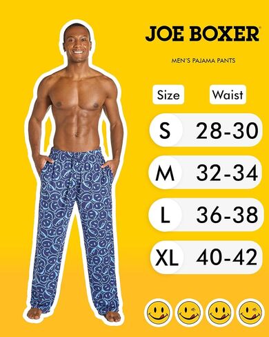 سروال بيجامة رجالي من JOE BOXER، سروال نوم رجالي مطبوع عليه جيرسي لذيذ مع جيوب، قيعان PJ ناعمة in Kuwait