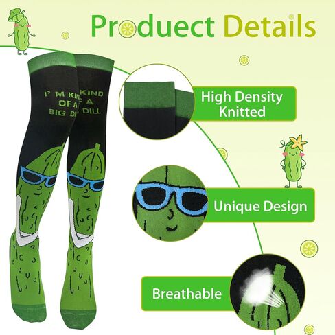 Pickle Socks Funny Gifts White Elephant Gifts for Adults Novelty Pickle Gift for Women Girls Kids Gag Sock Over Knee in Saudi Arabia