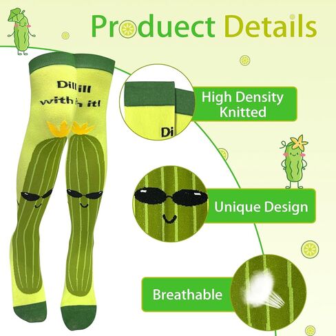 Pickle Socks Funny Gifts White Elephant Gifts for Adults Novelty Pickle Gift for Women Girls Kids Gag Sock Over Knee in Saudi Arabia