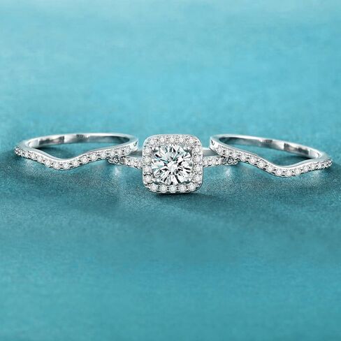 Plated Cubic Zirconia Ring - Stunning Three-in-One Halo Design for Engagement, Wedding, and Promise with a 6.5mm Mainstone in Saudi Arabia