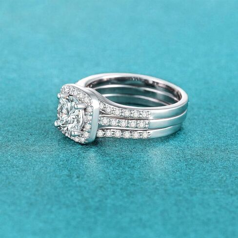 Plated Cubic Zirconia Ring - Stunning Three-in-One Halo Design for Engagement, Wedding, and Promise with a 6.5mm Mainstone in Saudi Arabia