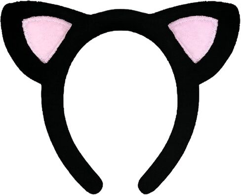 Cat Ears Headband with Pink Inner Ears – Fuzzy Plush Kitten Costume Hair Accessory for Adults and Kids, Soft Makeup Headband for Halloween, Cosplay, Photo Props, and Animal-Themed Party Favors in Saudi Arabia