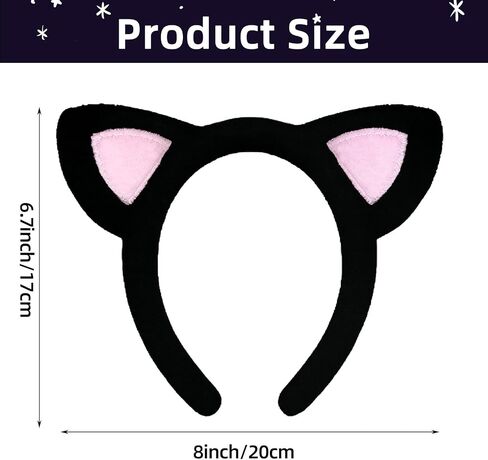 Cat Ears Headband with Pink Inner Ears – Fuzzy Plush Kitten Costume Hair Accessory for Adults and Kids, Soft Makeup Headband for Halloween, Cosplay, Photo Props, and Animal-Themed Party Favors in Saudi Arabia