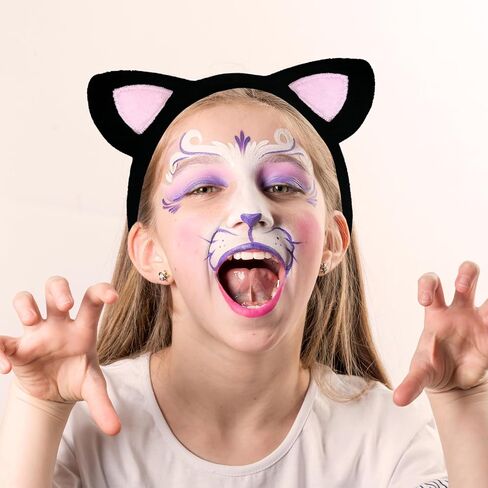 Cat Ears Headband with Pink Inner Ears – Fuzzy Plush Kitten Costume Hair Accessory for Adults and Kids, Soft Makeup Headband for Halloween, Cosplay, Photo Props, and Animal-Themed Party Favors in Saudi Arabia