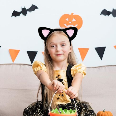 Cat Ears Headband with Pink Inner Ears – Fuzzy Plush Kitten Costume Hair Accessory for Adults and Kids, Soft Makeup Headband for Halloween, Cosplay, Photo Props, and Animal-Themed Party Favors in Saudi Arabia