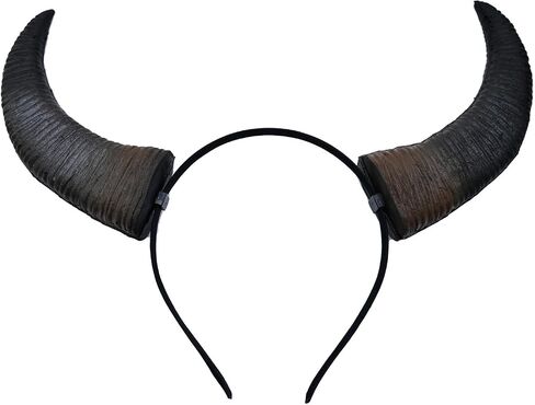 Furimuk Buffalo Devil Horns Headband Cosplay Demon Horn Hair Hoop Gothic Headwear Headpiece for Halloween Costume Accessory in Saudi Arabia