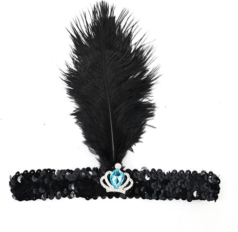 عصابة رأس للهالوين من عشرينيات القرن العشرين من أغطية الرأس لحفلات الكرنفال للنساء، عصابة رأس من الريش الزعنفة لحفلة غاتسبي in Kuwait