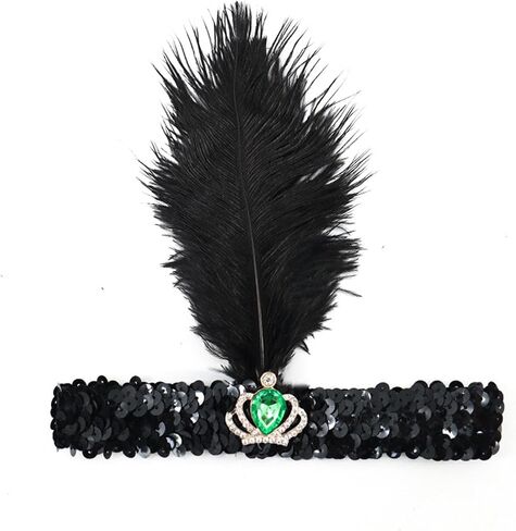 Halloween Headband 1920s Carnival Party Headwear for Women Grils, Flapper Feather Headband for Gatsby Theme Party in Kuwait