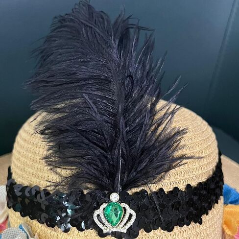 Halloween Headband 1920s Carnival Party Headwear for Women Grils, Flapper Feather Headband for Gatsby Theme Party in Kuwait