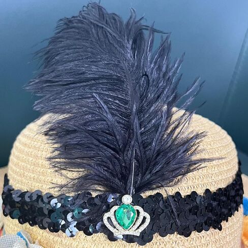Halloween Headband 1920s Carnival Party Headwear for Women Grils, Flapper Feather Headband for Gatsby Theme Party in Kuwait