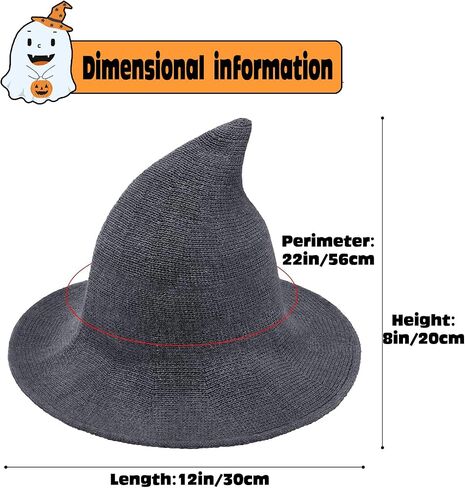 Halloween Witch Hat for Woman Man - Wool Wide Brim Foldable Design - Cosplay Party Costume Accessory in Saudi Arabia