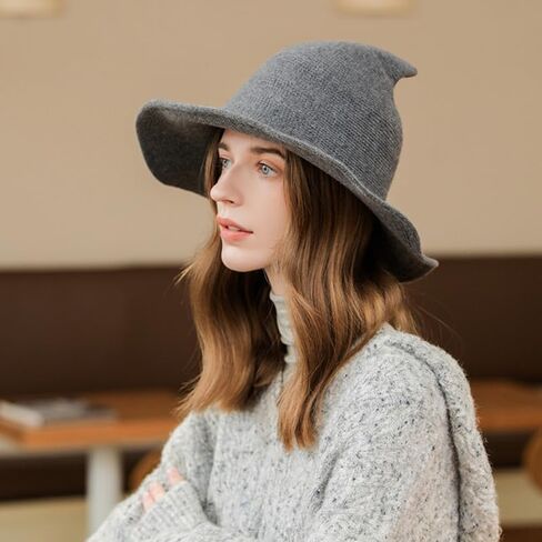 Halloween Witch Hat for Woman Man - Wool Wide Brim Foldable Design - Cosplay Party Costume Accessory in Saudi Arabia