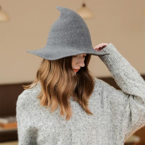 Halloween Witch Hat for Woman Man - Wool Wide Brim Foldable Design - Cosplay Party Costume Accessory in Saudi Arabia
