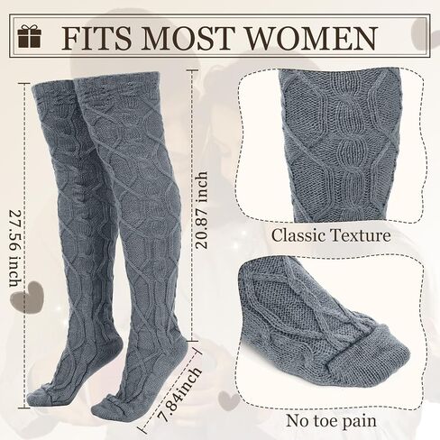 Toulite 4 Pairs Cable Knit Knee High Socks for Women Long Boot Stockings Socks, Long Warm Leg Warmers Winter in Saudi Arabia