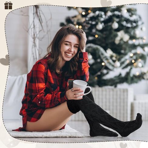 Toulite 4 Pairs Cable Knit Knee High Socks for Women Long Boot Stockings Socks, Long Warm Leg Warmers Winter in Saudi Arabia