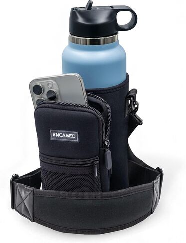 ENCASED Water Bottle Carrier with Strap, Designed for 40 OZ HydroFlask and IronFlask Bottles (Wide Mouth) Adjustable Shoulder Bag and Hand Strap - Insulated Sleeve w/Phone Storage Pocket (Neoprene) in Saudi Arabia