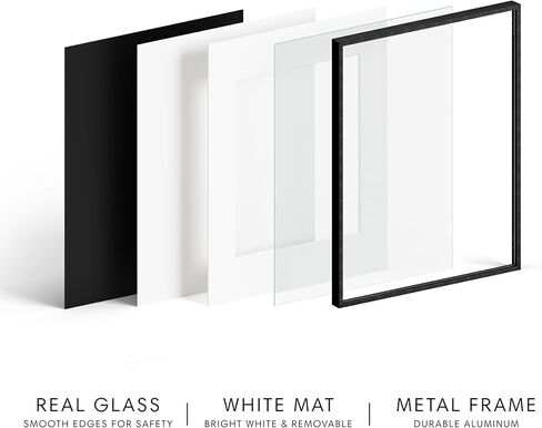 HAUS AND HUES 8x8 Picture Frame with Real Glass & Gold Premium-Grade Metal Matted to 4x4 - Aluminum 8x8 Frame - Includes Easel Back, Hanging Kit - Ideal for Home, Office (8x8 in, Gold) in Kuwait