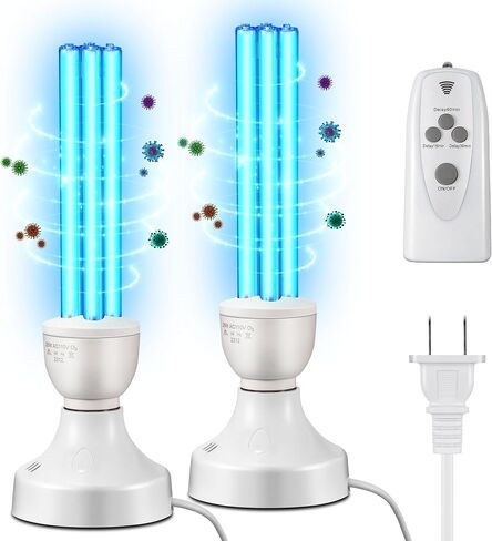 Qualirey 25 Watt UV Light Sanitizer, UVC Lamp with E27 Base and Remote Control, UV Light Bulb for Basement/Bedroom/Kitchen, with Ozone in Saudi Arabia