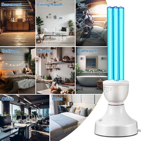 Qualirey 25 Watt UV Light Sanitizer, UVC Lamp with E27 Base and Remote Control, UV Light Bulb for Basement/Bedroom/Kitchen, with Ozone in Saudi Arabia