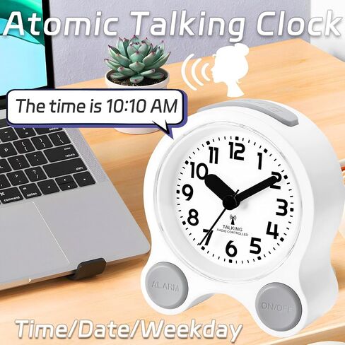 Analogue Talking Alarm Clock,Silent Alarm Clocks-Tells Clearly The Time and Date,Easy to Operate with Large Numbers on a Luminescent Background for Heavy Sleepers and Visually impaired Seniors in Saudi Arabia