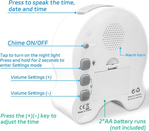 Analogue Talking Alarm Clock,Silent Alarm Clocks-Tells Clearly The Time and Date,Easy to Operate with Large Numbers on a Luminescent Background for Heavy Sleepers and Visually impaired Seniors in Saudi Arabia