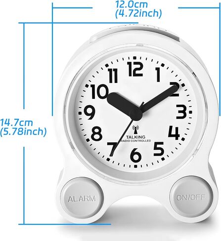 Analogue Talking Alarm Clock,Silent Alarm Clocks-Tells Clearly The Time and Date,Easy to Operate with Large Numbers on a Luminescent Background for Heavy Sleepers and Visually impaired Seniors in Saudi Arabia