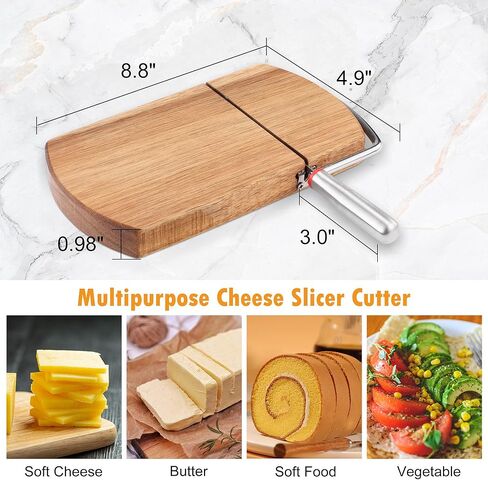 قطاعة أسلاك قطاعة الجبن، مقصلة قطاعة الجبن المصنوعة من الفولاذ المقاوم للصدأ مع 5 أسلاك بديلة لكتلة الجبن والزبدة وتقطيع الجبن الأزرق متعددة الأغراض (لوحة تقطيع) in Kuwait